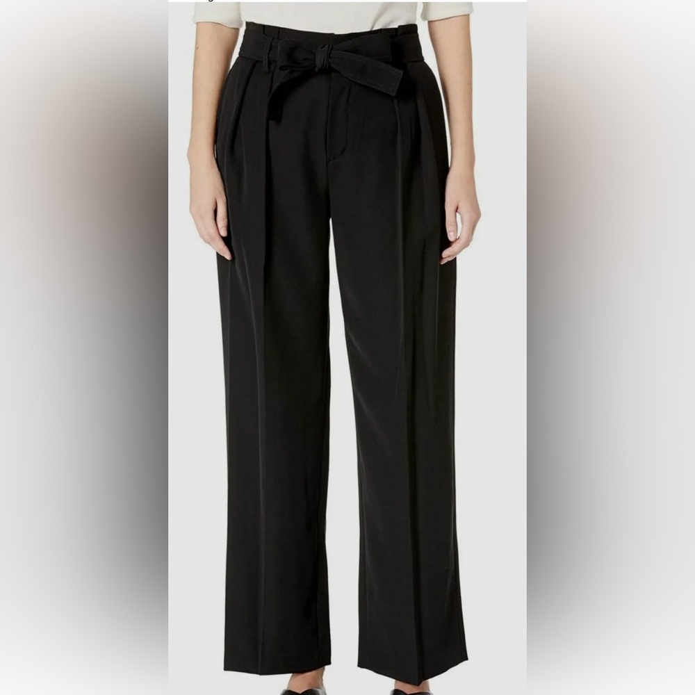 Vince Womens Black High-Rise Pleated Belted Zip-Fly Wide Leg Dress Pants 10